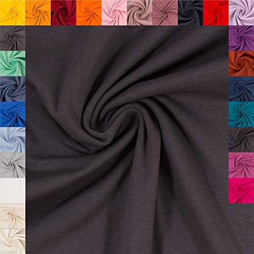 Swafing Heike Bündchenstoff Schlauchware, 95% Baumwolle, 5% Elastan, dunkelanthrazit, 0,5m, 27 Farben