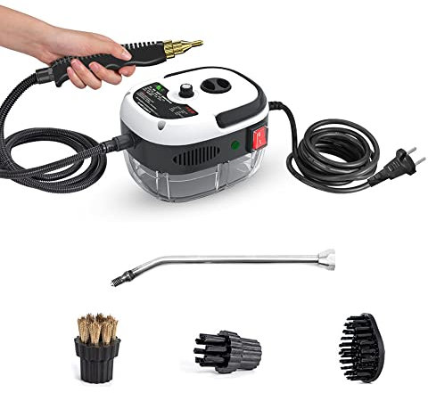 Andoer Dampfreiniger, 2500W Tragbarer Handdampfreiniger Hochtemperatur-Druckdampfreinigungsmaschine mit Bürstenköpfen für Küchenmöbel Badezimmer Auto