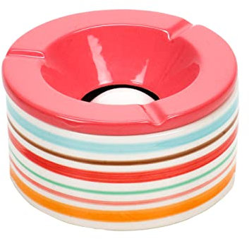 XXL-Wind-Aschenbecher mit abnehmbarem Deckel, Keramik Sturmaschenbecher, Tischaschenbecher für den Innen- und Außenbereich (Rot)