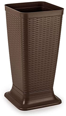 AC - Paragüero de plástico - Modelo Rattan - Soporte para Paraguas Cuadrado para Entrada de oficinas, Negocios, hogar - 51,5 x 26 x 26 cm - Color Wengue