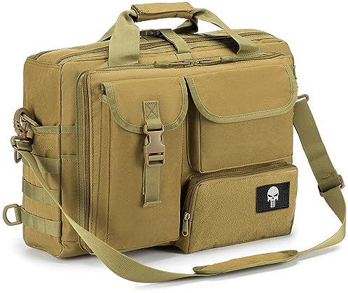 BAGZY Multifunktional Taktische Tasche Arbeitstasche Herren Militär Umhängetasche 14/15,6/19 Zoll Laptoptasche Pilotentasche Bundeswehr Aktentasche Kamera (Khaki Original 15.6/17,3 Zoll)