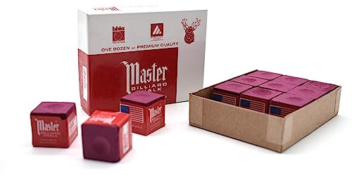 Billard Zubehör Billardkreide Billard Chalk Tweeten Master, 12er Pack, in 7 Verschiedene Farbvarianten (Burgund)