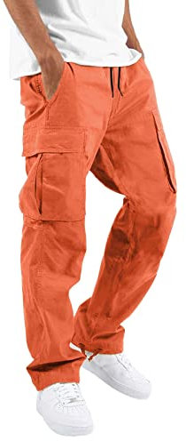 Pantalon Cargo Homme Pantalons Jogging de Travail Sport Survêtement avec Poches Fonctionnelles Pants Coupe Décontractée Cordon de Serrage Grande Taille Joggers Militaire Baggy Pants