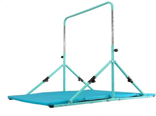 Cannons UK Mini Folding Junior Pro Adjustable. 84cm to 125cm Horizontal Bars plus free tumble mat. (Green)
