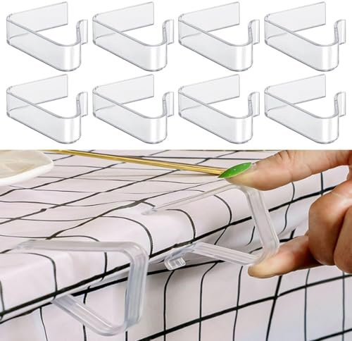 Sujeta Manteles de Mesa Exterior, 8 Pedazos Sujeta Manteles, Transparente Pinzas Sujeta Manteles, Reutilizable Pinzas Manteles Exterior, Pinzas Mantel Adecuado para uso en Interiores y Exteriores