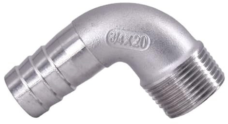 Stainless Steel Elbow, 1/8 1/4 3/8 1/2 3/4 1 2 BSPT Male 6 8 10 12 14 15-60mm Hose Barb Elbow 90 Deg 304 Elbow Pipe Fitting Connector, 1pcs (Color : Elbow - Male, Size : 3l8 BSPT to 12mm)