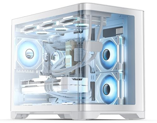 AsiaHorse Micro ATX PC-Gehäuse Dual Chamber 270° Full View gehärtetes Glas Gaming MATX PC-Gehäuse mit USB 3.0, 360 mm Heizkörperunterstützung, RTX 40 kompatibel, hoher Luftstrom Full-Tower MATX