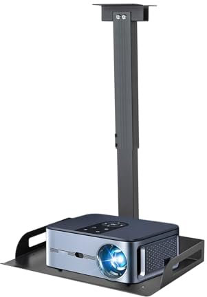 MEHOOSPVN Support universel pour projecteur au plafond/mur, hauteur réglable 34 à 56 cm, capacité de charge 14 kg, plateau 35 x 22 cm, guide de câbles, support de plafond, projecteur, routeur, etc.