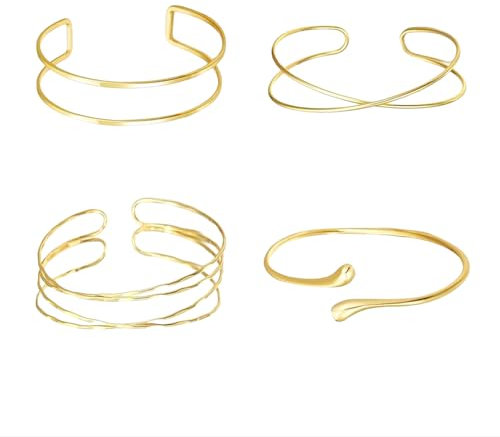 Goiern 4 Stück Schmuck für Frauen Gold Armband Oberarm Minimalistisch Einstellbare Armspange Coil Set