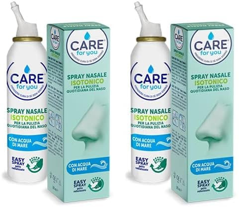CARE for You, Spray Nasale Isotonico - Spray Lavaggi Nasali Nebulizzato, con Acqua di Mare Ricca di Oligoelementi, per la Pulizia Quotidiana Del Naso, 125 ml (Confezione da 2)