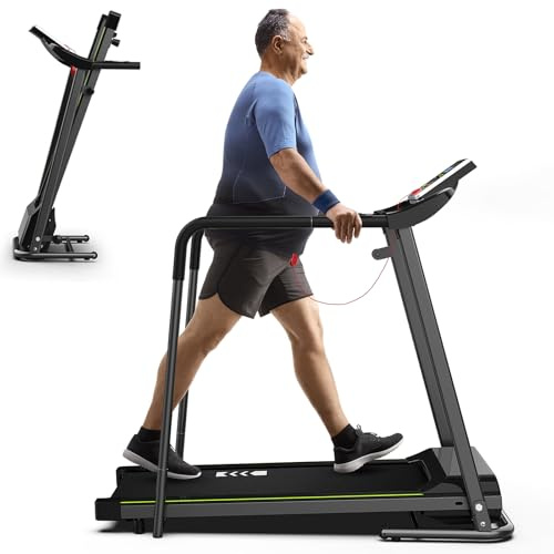 CIIHI Walking Treadmill for Senior - Foldable Senior Treadmill with Long Handrails and 300 lbs Capacity - Home Recovery Fitness Exercise Machine for Elder with Heart Rate Monitor