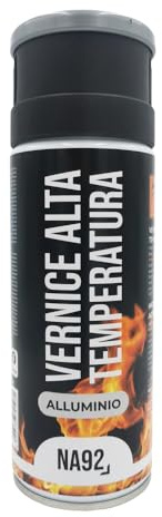 NA92 Vernice Spray Alta Temperatura 400ML Fino a 600° Ideale per Forni, Barbecue, Caminetti, Marmitte, Pinze Freni Auto e Moto - Per uso industriale e fai da te (1, Alluminio Opaco)
