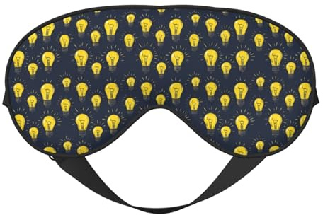 Máscara de sueño para los ojos para hombres y mujeres – Máscara de dormir para hombres y mujeres – Patrón de luces azul marino y amarillo con hebilla ajustable – Máscara de dormir cómoda para hombres
