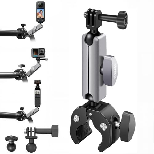 SciFiVisi Go Pro Cykelställ motorcykelhållare aluminium action kamera dubbel 360° vridbar kulhuvud cykelstyre hållare för Go Pro Insta 360 X3 Go 3 Hero 13 12 11 10