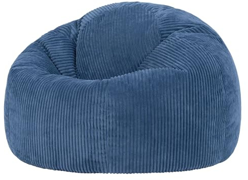 Icon Kingston Pouf Velours Côtelé, Pouf Poire avec Remplissage, Fauteuil Salon Confortable, Fauteuil Chambre, Meuble Salon, Decoration Chambre, Bleu Jeans
