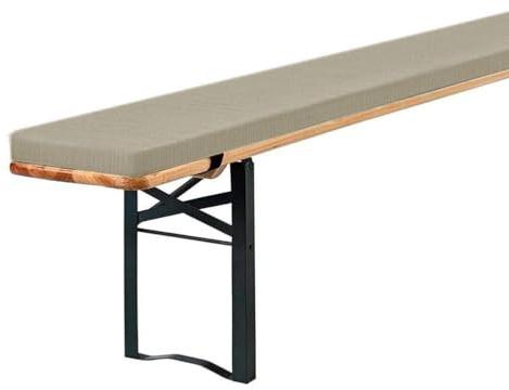 Coussins de banc de bière rembourrés en lin avec fermeture éclair et amovible pour table de bière et tente de fête, gris clair, 220 x 40 x 3 cm