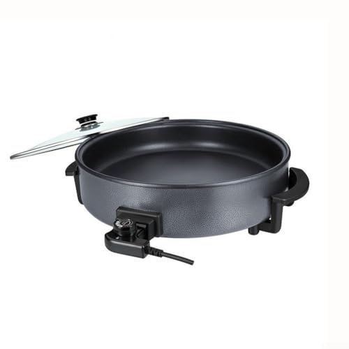 42cm Electric Frying Pan with Lid, 1500W Non-, Adjustable Thermostat for Frying, Grilling, Hot Pot and Pizza Making at Family Gatherings(9 Cm Deep)