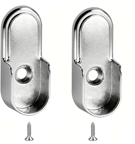 2 supporti per asta appendiabiti, robusti supporti per aste appendiabiti, facile da montare, supporto per tubi di armadio, tubo rotondo, supporto per asta appendiabiti, colore argento
