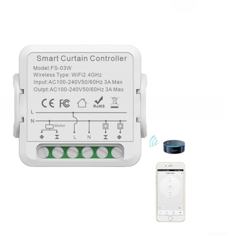 Module de commutation intelligent WiFi RF pour rideaux avec télécommande RF433, commande vocale et télécommande, application de synchronisation pour stores roulants, moteurs de volets électriques