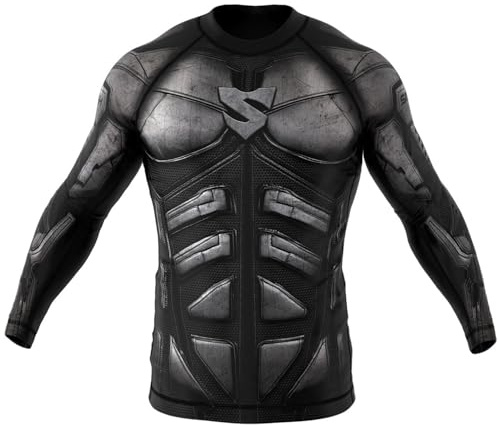 SMMASH Camiseta Deportiva Manga Larga Hombre para Artes Marciales Kickboxing Boxeo Muay Thai Compresión Termica Deportivos De Combate Rashguard