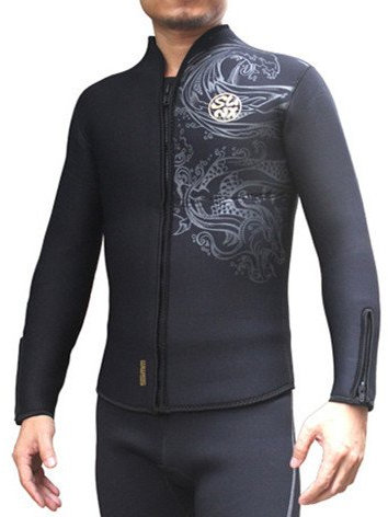 PAWHITS Neoprenanzug 5 mm Lange Ärmel Thermo-Neopren Jacke für Damen und Herren Schwarz (XL)