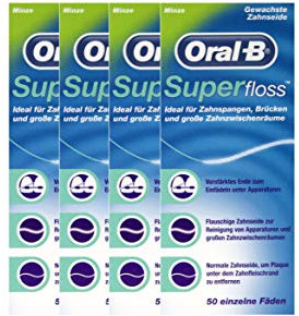 Superfloss - 4 confezioni di filo interdentale a 50 fili