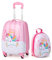 Dreamade Koffer 16 Zoll und Rucksack, Handgepäck, Rosa/bunt, für Kinder, Mädchen und Jungen, 4 Räder, 360 ° drehbar im Design Einhorn/Elefant Licorne Valise 16 et Sac à Dos 12