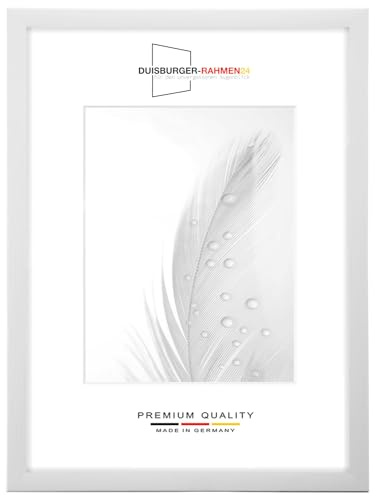 DR24 Marco de fotos de 34 x 48 cm (pino blanco), marco de madera de densidad media de 35 mm de ancho, incluye cristal sintético antirreflectante, pared trasera estable, pasadores de flexión y