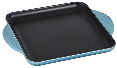 Le Creuset Emaillierte Gusseisen-Grillplatte, quadratisch, 24,1 cm, Karibik