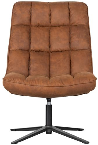 WOOOD Dirkje Drehsessel Cognac Braun - Loungesessel Leder Optik Drehbar Stoffsessel Relaxsessel Clubsessel 101x70x85 cm