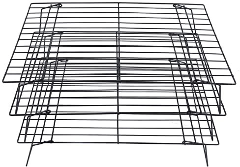 Grille à Pâtisserie, Grille de Refroidissement à 3 Niveaux 13 en Fer Grille de Cuisson Antiadhésive à Carreaux pour la Cuisson, le Séchage, la Torréfaction, le Dessert, le Café, le Pain, le Gâteau