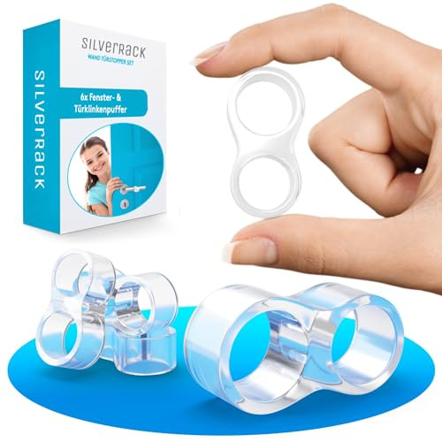 SilverRack® Tope para picaporte de puerta, 8 formas, transparente, 6 unidades, protección perfecta para pared y puerta, tope de pared como tope para puertas y ventanas