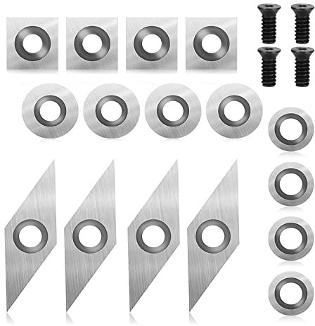 16PCS Wendeplatten Hartmetall für Drehwerkzeuge Drehmeißel,CNC Einsatzschneider Fräseinsätze, Diamantform Hartmetall Wendeschneidplatten für Maschinen Drechselzubehör mit 4 M4 Schrauben