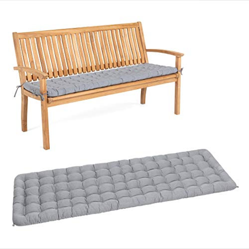 HAVE A SEAT Living - Gartenbank Auflage 150 cm - Bequeme Bankauflage Outdoor, 7 cm Dick - Waschbar bis 95°C, Orthopädisch, Wetterfest - Made in Germany (150x48 cm, Hellgrau)