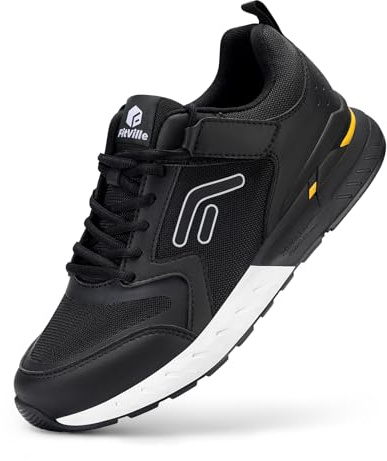 FitVille Scarpe Uomo Sneakers Extra Larghe Scarpe da Corsa per Piedi Sensibili con Strappo Regolabile 43 EU Larga Nero