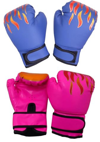 kowaku 2 Paar Boxhandschuhe für Kinder, Boxhandschuhe, Trainingsboxhandschuhe für das Fitnessstudio zu Hause, Rosa und Blau