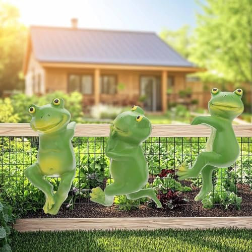 Norhogo Set di 3 rane decorative, con rane da appendere, con simpatiche rane, decorazione per laghetti, laghetti, terrazze, vasche in zinco, per giardini, balconi, terrazze, stagni