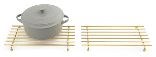simplywire – Trivet – Pack of 2 - Heat Resistant – Kitchen Worktop Protectors – Large - Light Gold