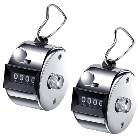Golf Compteur Manuel 4 Chiffres,Compteurs de Tours à Main à 4 Chiffres,Compte Personne Manuel,Compteur de Clic à 4 Chiffres,Mini Compteur de Comptage à Main en Métal,Compteur a Personne Golf,2PC