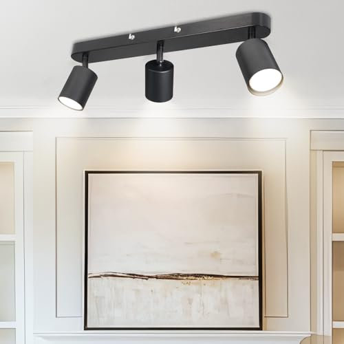 VEKIDOT Deckenstrahler LED 3 Flammig, Modern LED Deckenleuchte GU10 Schwenkbar, Spots Deckenlampe Strahler Matt Schwarz, Deckenspot für Küche, Schlafzimmer, Wohnzimmer (Ohne Leuchtmittel)