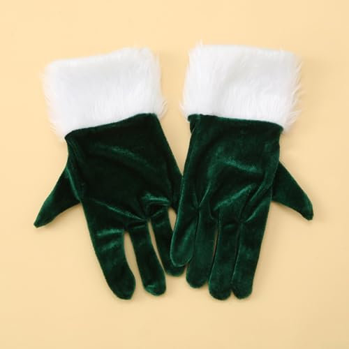 Warme und elegante Handschuhe für Weihnachtsfeiern, Plüsch-Fäustlinge, um Ihren Urlaubslook zu verbessern (grün)