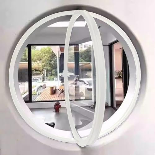 Drehbares Rundfenster Aus Aluminiumlegierung, Gehärtetes Glas Wanddekor Bullauge Fenster Mit Griff, Küche Home Decor Flügelfenster,White 3,110cm/43.3in