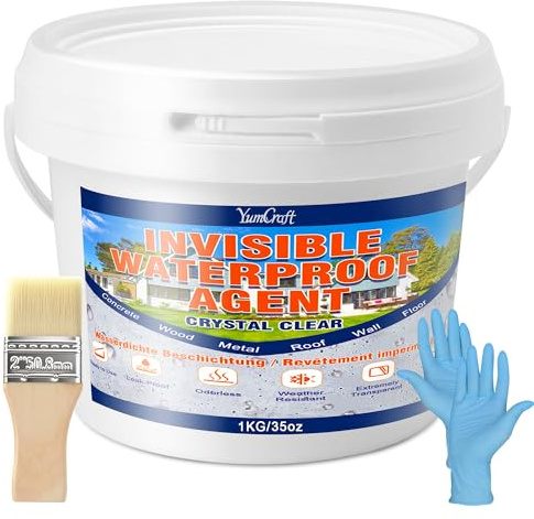 Líquido Eancheidad Transparente 1 kg, Etaneidad Líquida Agente de Revestimiento Impermeable, Membrana de Anqueidad Reparación de Fugas, Techos, Cuarto, Baño, Pareds, Cocina, Interior y Exterior
