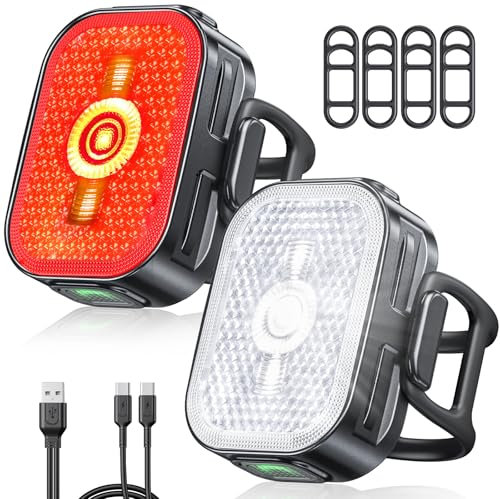 EOIWUY Luci Bicicletta LED 2-in-1 con Riflettore, 8+6 modalità Luce Bici Anteriori & Posteriori, Ricarica Rapida USB-C & Impermeabile IP65 Luci Bici, Super Leggero per Moto Fari LED