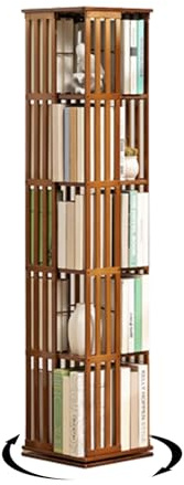 Libreria girevole a 360°, libreria in bambù, scaffali impilabili, scaffali girevoli impilabili, per l'uso in soggiorno, studio e ufficio (marrone, 5° piano)