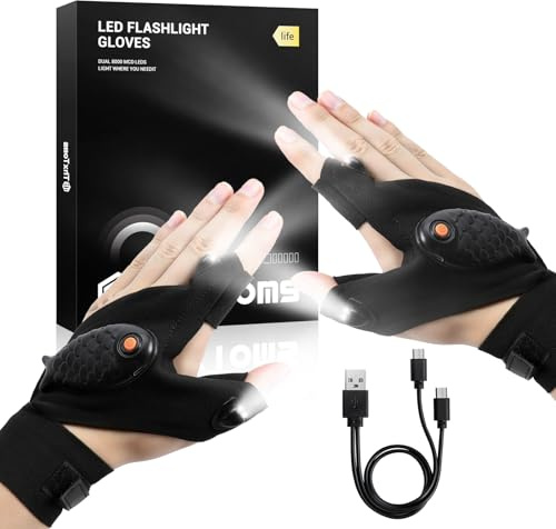 ThxToms Guanti a LED con luce, regali per uomini, Natale, accessori da pesca, regalo per pescatori, gadget tecnici per uomini