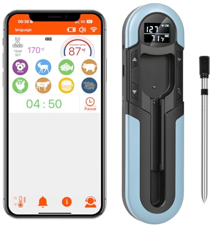 GALAX PRO Bluetooth Meat Thermometer,App Control,LED Screen,IP66 Waterproof