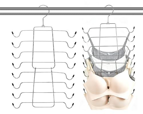 Gykutix 2 Pezzi Grucce Salvaspazio per Reggiseno in Metallo, Pieghevole Grucce per Armadio, Canottiere, Reggiseni, Cravatte, Costumi Da Bagno