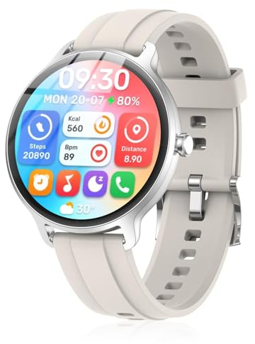 Smartwatch Damen Herren – 1.27 Smart Watch mit Bluetooth Anrufe, WhatsApp/App-Benachrichtigungen, Herzfrequenz, Schlafmonitor, 120+ Sportmodi, IP68 Wasserdicht – Fitnessuhr Kompatibel mit iOS Android