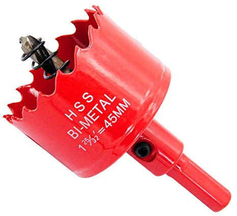45mm Hole Saw Drill Bit HSS Hole Cutter with Arbor for Wood and Metal LAIWEI (1-25/32(45mm))